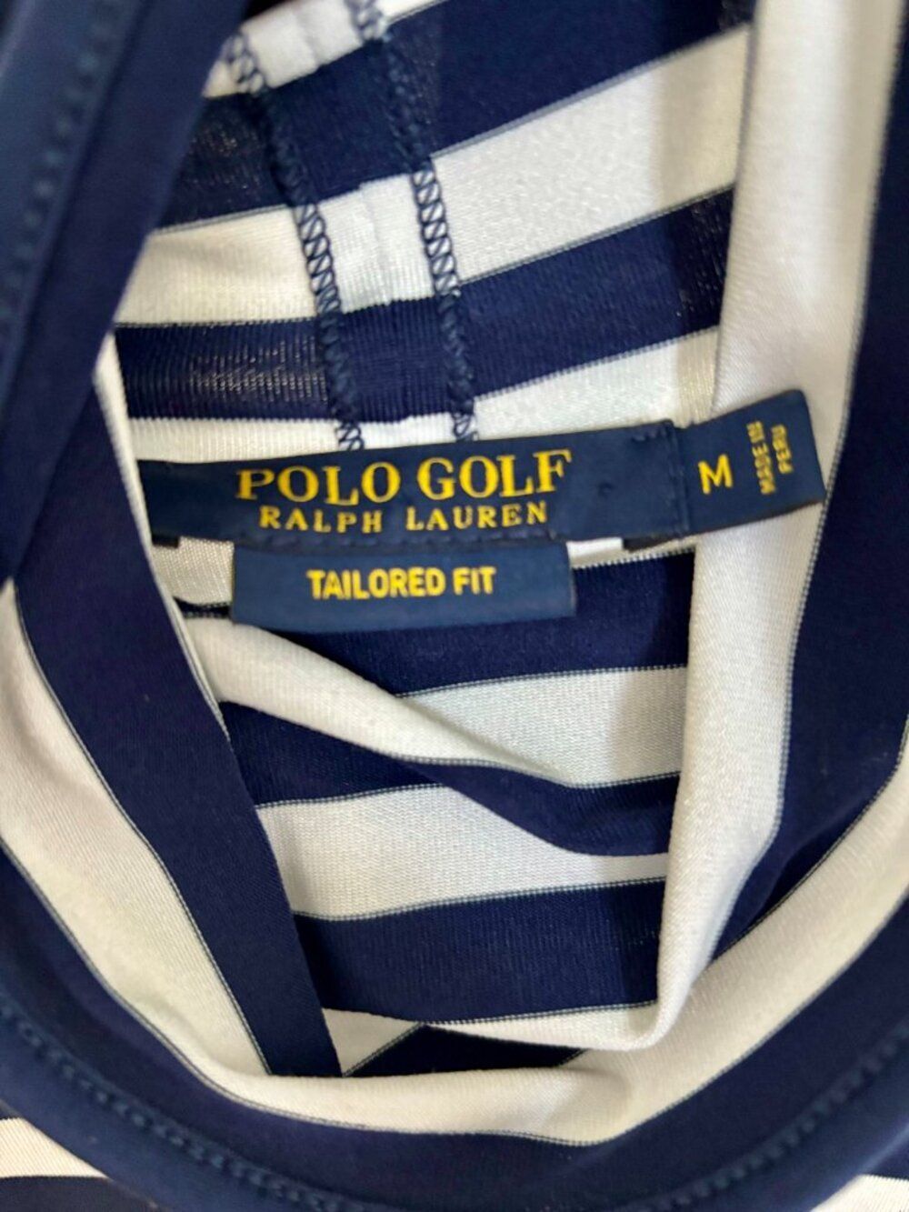 Polo Ralph Lauren Golf Striped Mock Neck Top Navy White Women’s Medium RLX - Picture 3 of 4